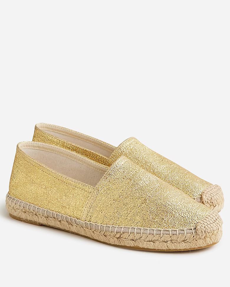 Made-in-Spain espadrille flats in metallic canvas | J.Crew US