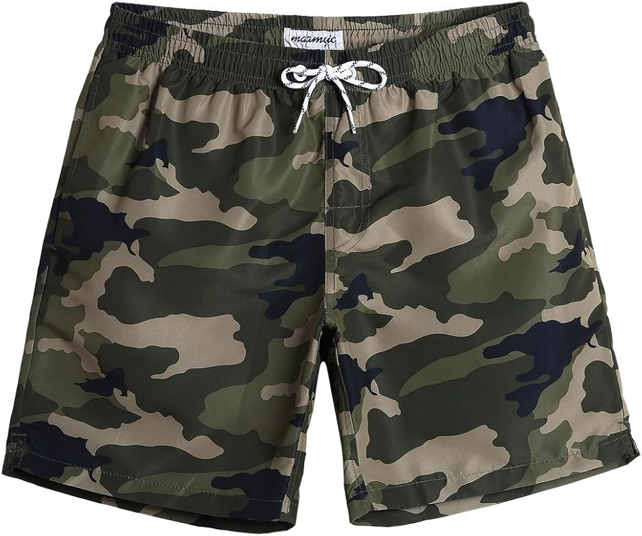 maamgic Mens Slim Fit Quick Dry Swim Shorts Swim Trunks Mens Bathing Suits with Mesh Lining Camo ... | Amazon (US)
