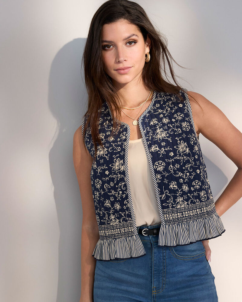 Floral Print Waistcoat | Cotton Traders (UK)