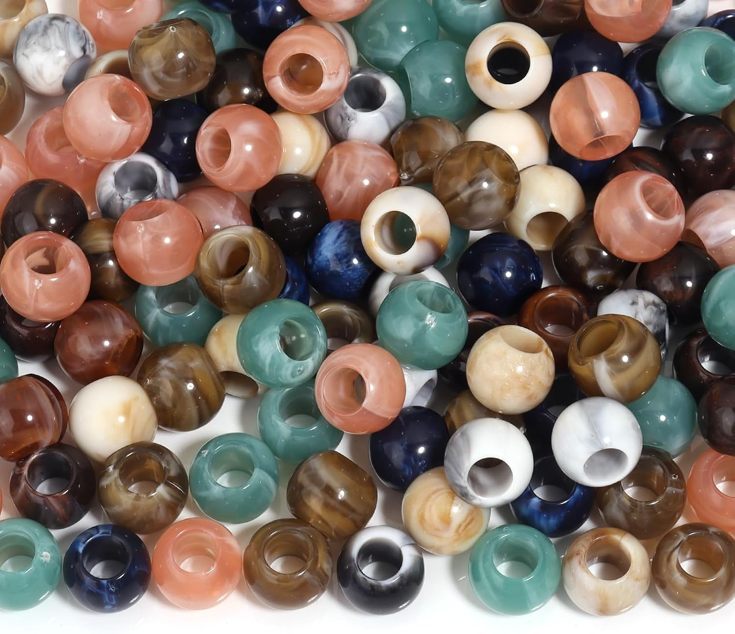 160 PCS Round Acrylic Big Hole Beads with Storage Box, 12x9mm Multicolor Loose Spacer Beads with 5.5mm Large Hole, DIY Jewelry Beads for Hair, Necklace, Bracelet, Earring Craft Making,Mixed Color 1 | Amazon (US)