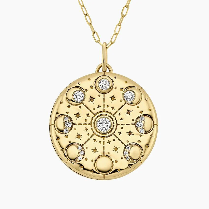 Engravable To the Moon Diamond Locket (1/3 ct. tw.) in 14K Yellow Gold | Brilliant Earth