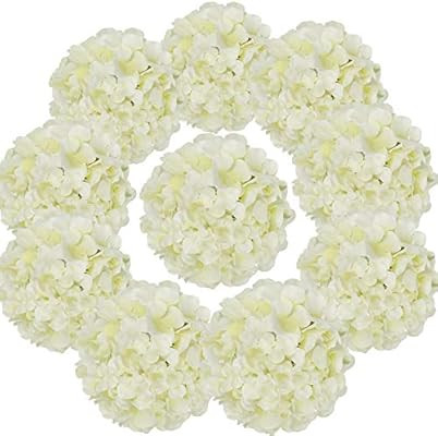 Flojery Silk Hydrangea Heads Artificial Flowers Heads with Stems for Home Wedding Decor,Pack of 1... | Amazon (US)