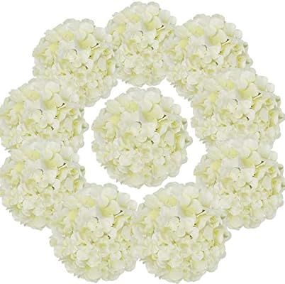 Flojery Silk Hydrangea Heads Artificial Flowers Heads with Stems for Home Wedding Decor,Pack of 1... | Amazon (US)