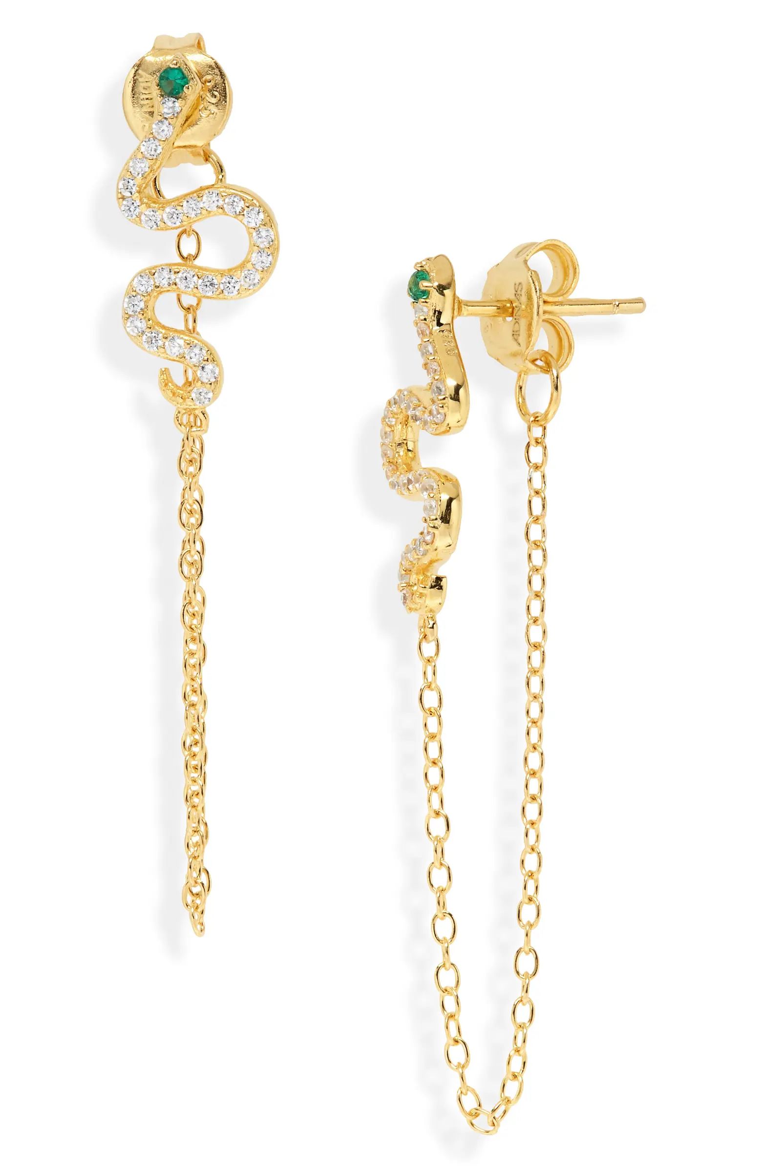 Snake Chain Front/Back Drop Earrings | Nordstrom