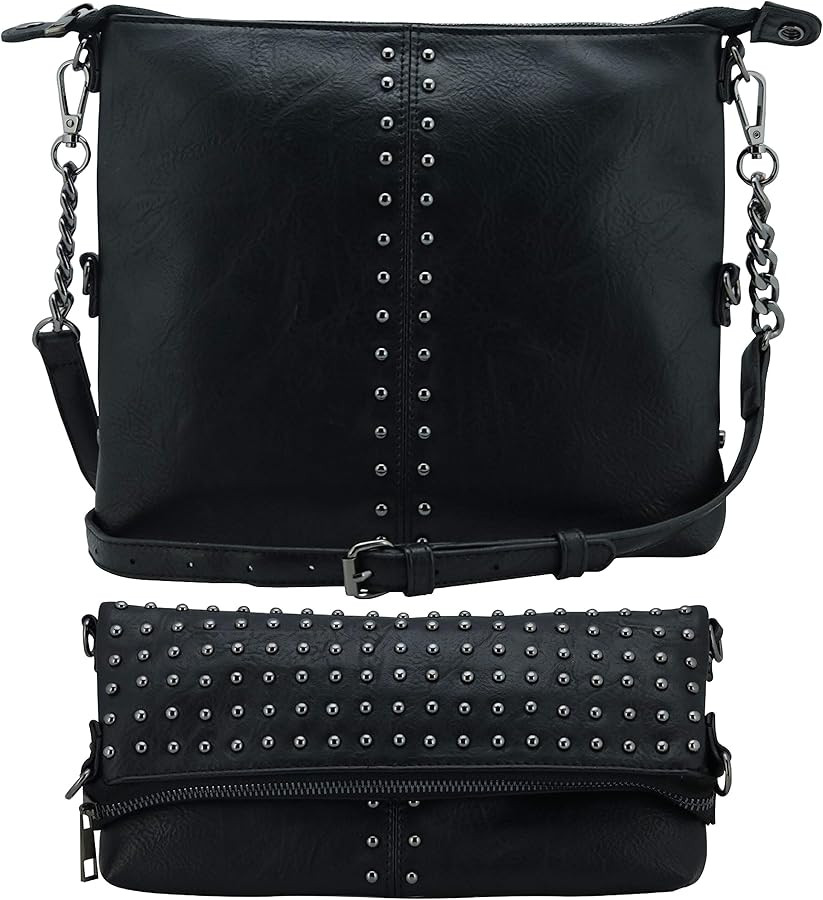 K&Bo Stevie Women’s Studded Chain Crossbody Handbag Purse, Rocker Chic Boho Medium, Converts to... | Amazon (US)