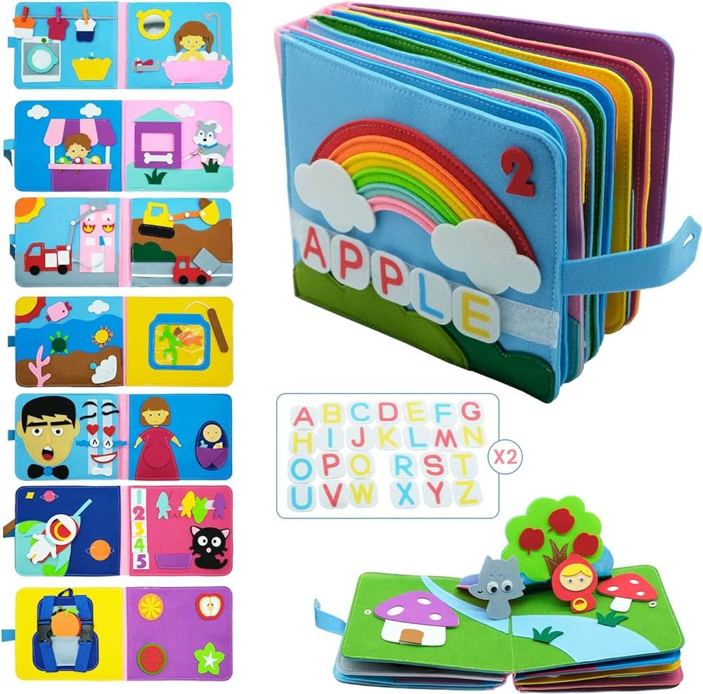 Washable Montessori Toddlers Busy Board 3D Baby Story Cloth Book Early Learning Education Habits ... | Amazon (US)