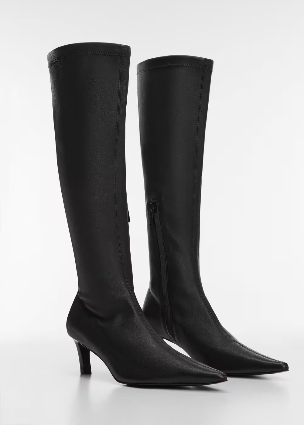 Leather boots with kitten heels -  Women | Mango United Kingdom | MANGO (UK)