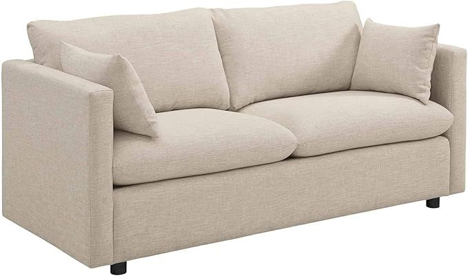 Modway Activate Contemporary Modern Fabric Upholstered Apartment Sofa Couch In Beige | Amazon (US)