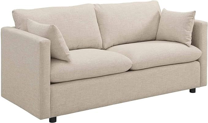 Modway Activate Contemporary Modern Fabric Upholstered Apartment Sofa Couch In Beige | Amazon (US)