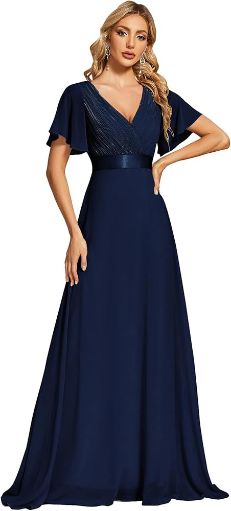 Ever-Pretty Women's Short Sleeve V-Neck Long Evening Dress 09890 | Amazon (US)