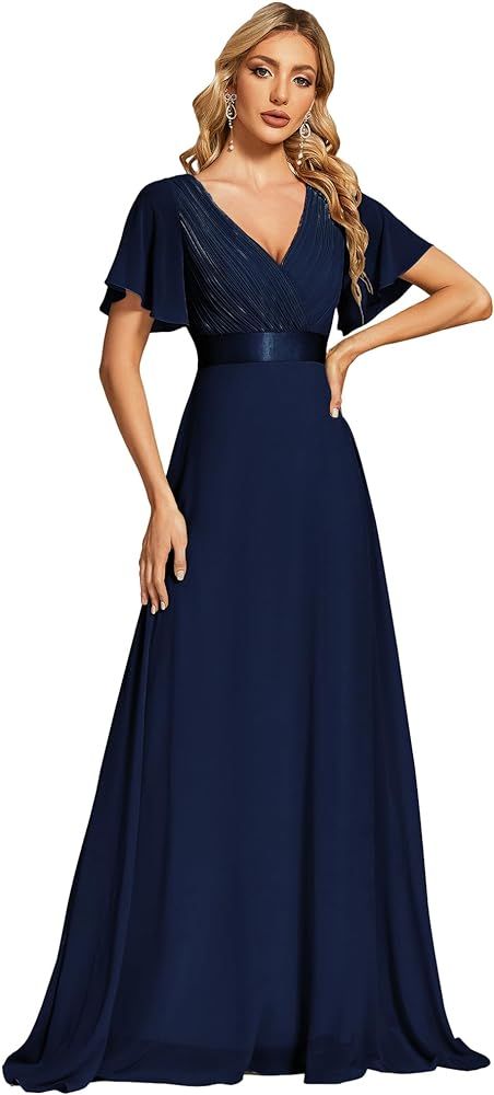 Ever-Pretty Women's Short Sleeve V-Neck Long Evening Dress 09890 | Amazon (US)