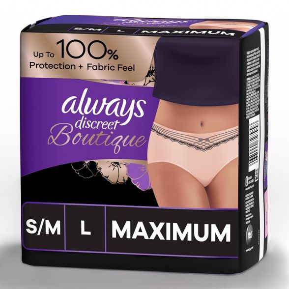 Always Discreet Boutique Maximum Protection Incontinence Underwear for Women - Peach | Target