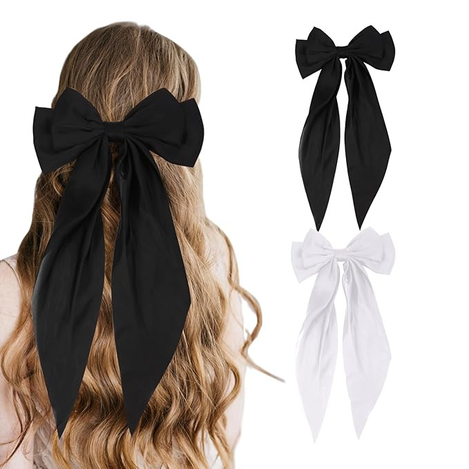 Hair Accessories for Women and Girls - 2 PCS Black and White Hair Bows, Including Barrettes, Clip... | Amazon (US)