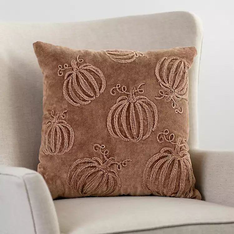 Brown Velvet Washed Pumpkins Pillow | Kirkland's Home