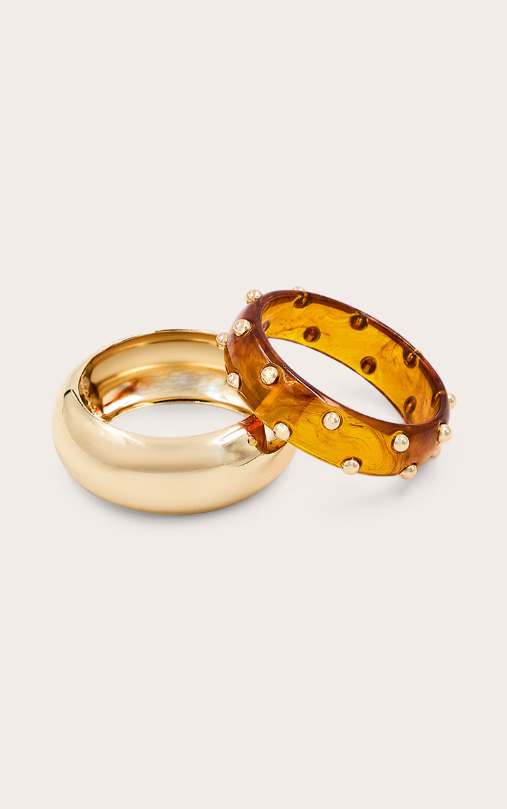 Smokey Amber Studded Resin Bangle Set | Pretty Little Thing (Australia & New Zealand)