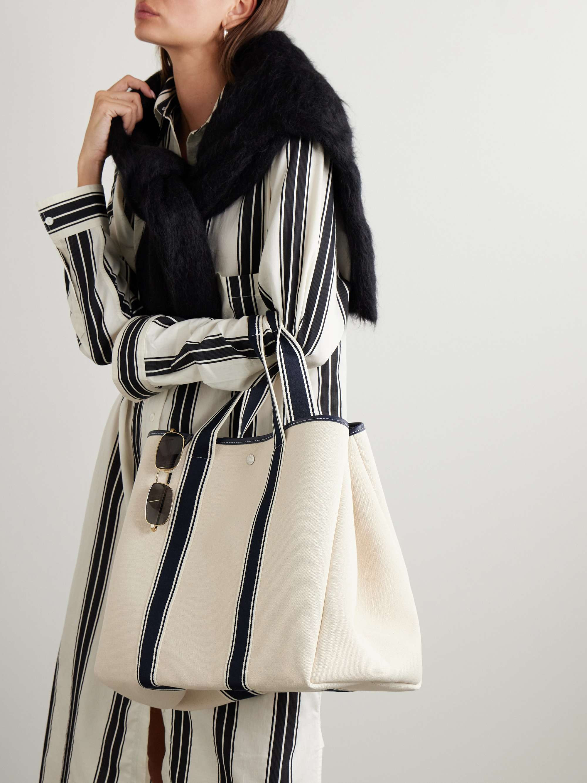 Cruise Line Traversée large leather- and webbing-trimmed canvas tote | NET-A-PORTER (US)