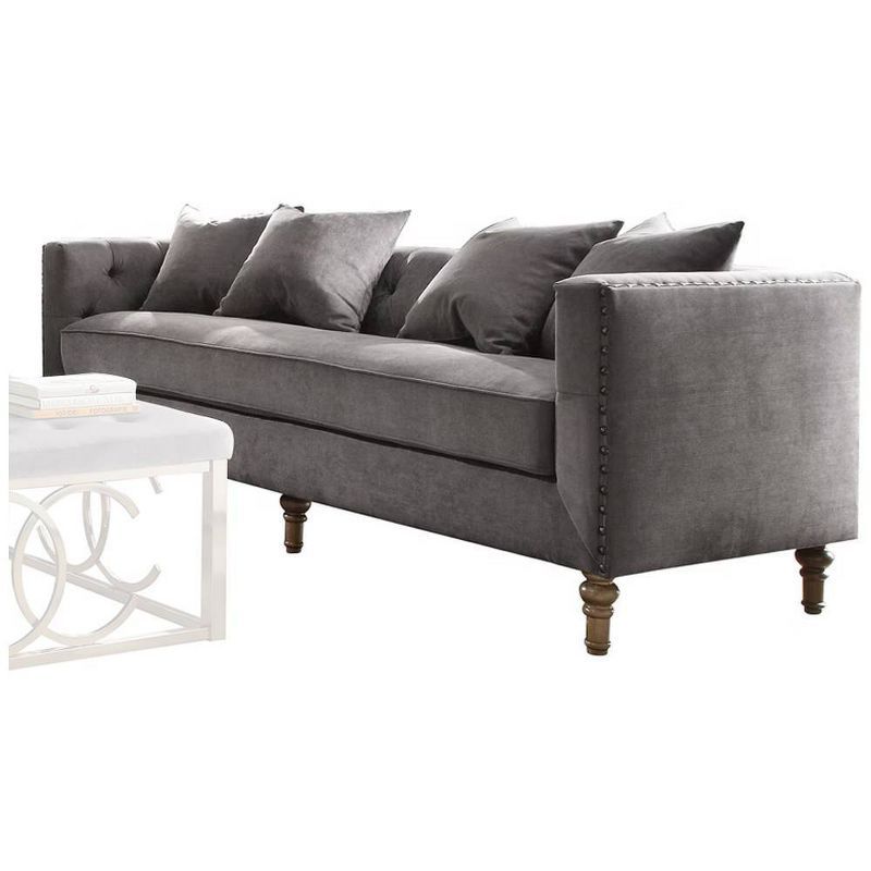 84" Sidonia Sofa Gray Velvet - Acme Furniture | Target