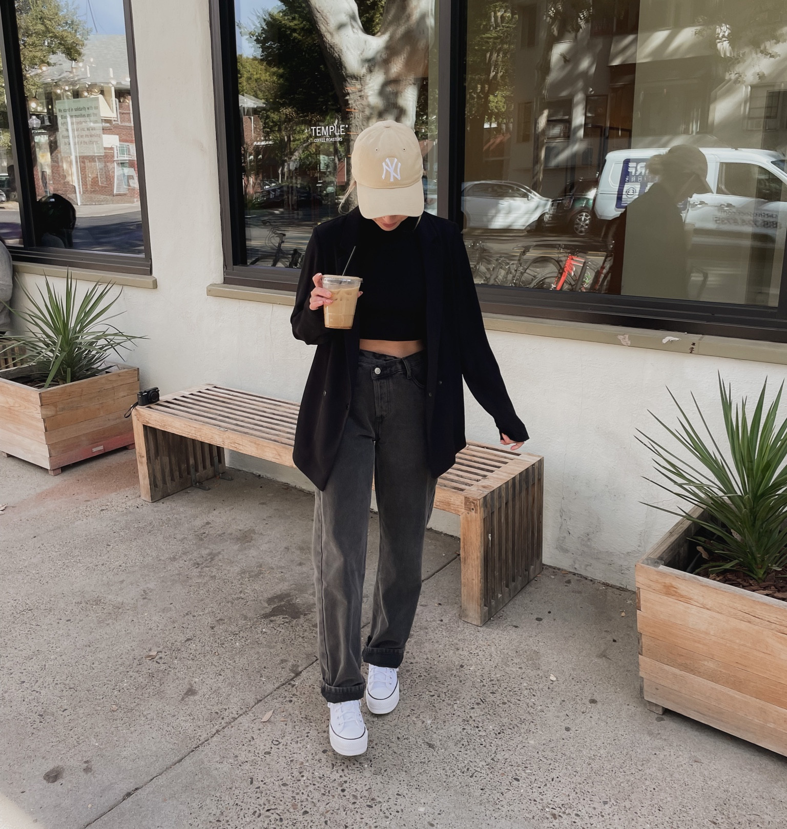 I’ll take an iced almond milk latte please 👀 dressing down blazers is my favorite fall trend! Pair it with jeans, chunky sneakers, a crop top and a hat and you’re good to go. 

#LTKunder100 #LTKstyletip #LTKunder50