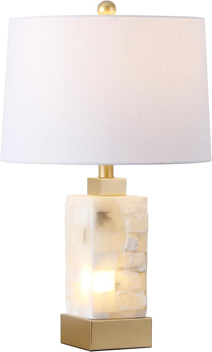 JONATHAN Y 23" Gold/White 2-Light Alabaster and Metal LED Table Lamp, Coastal Glam Modern Bedside... | Amazon (US)