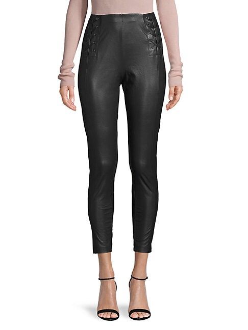 Lace-Up Faux Leather Cropped Pants | Saks Fifth Avenue OFF 5TH
