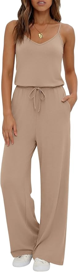 Ekouaer Womens Summer Jumpsuits Dressy Sleeveless Wide Leg Long Pants Rompers Casual One Piece Ou... | Amazon (US)
