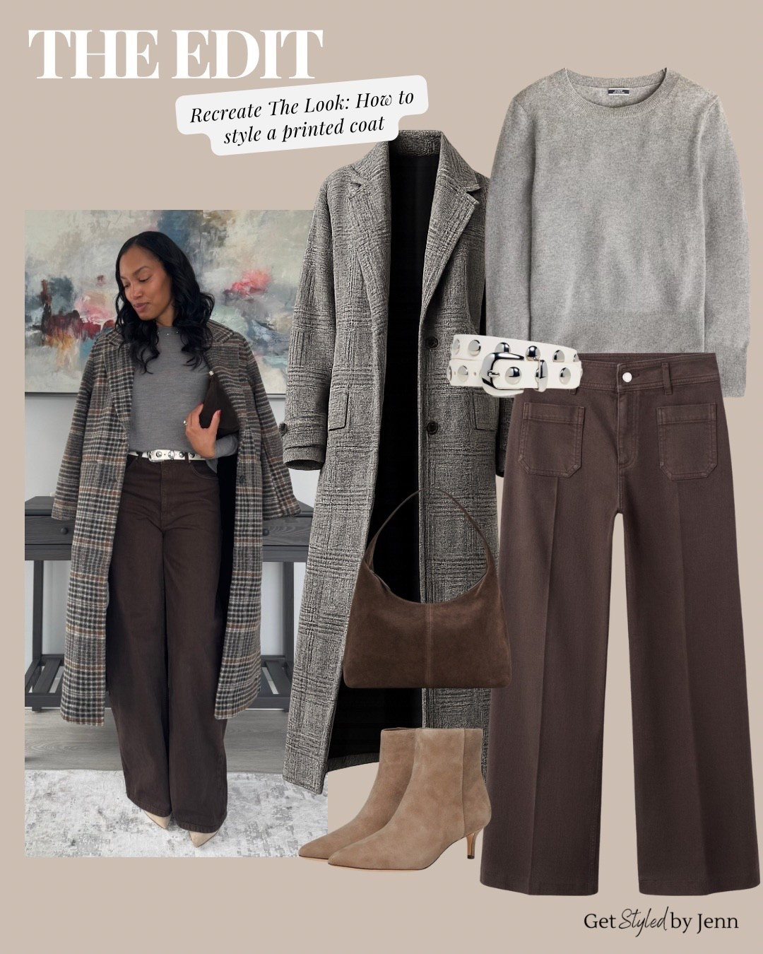 A printed coat doesn’t need competing pieces, it needs balance. This is the kind of outfit that works for errands, meetings, or dinner.

Here’s the formula I use every time:
• grounded neutrals underneath (grey, brown, soft taupe)
• clean silhouettes so the coat stays the focus
• one subtle detail (belt, bag, boot) to pull it together

I linked every piece so you can recreate it or swap in what you already own.

#LTKootd #LTKWorkwear #LTKFindsUnder100