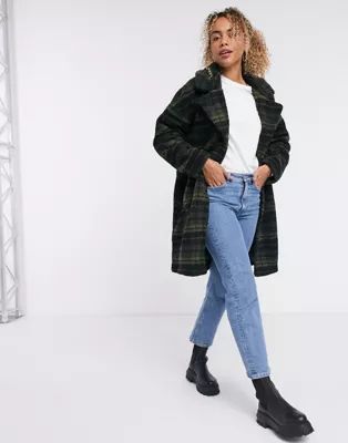 Minimum straight coat in check | ASOS (Global)