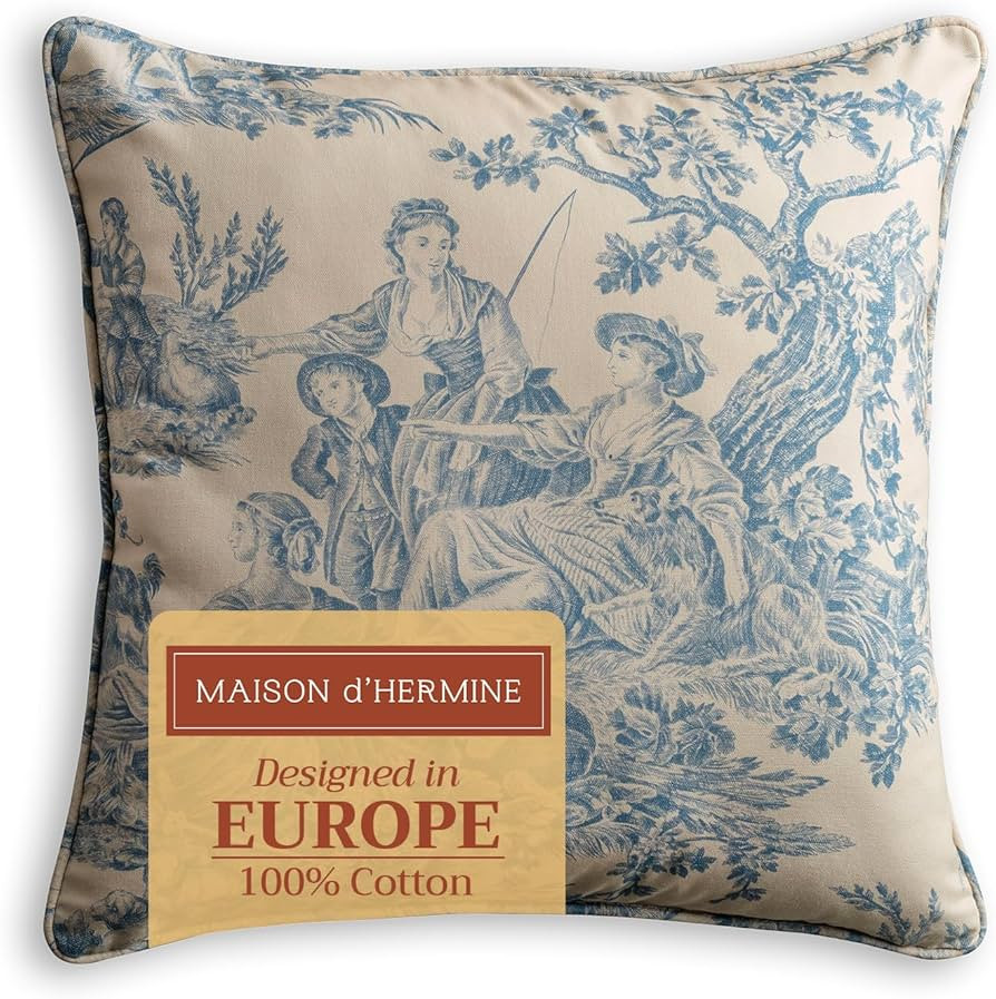 Maison d' Hermine Decorative Pillow Covers 18 x 18 Inch Square 100% Cotton Throw Pillow Covers wi... | Amazon (US)