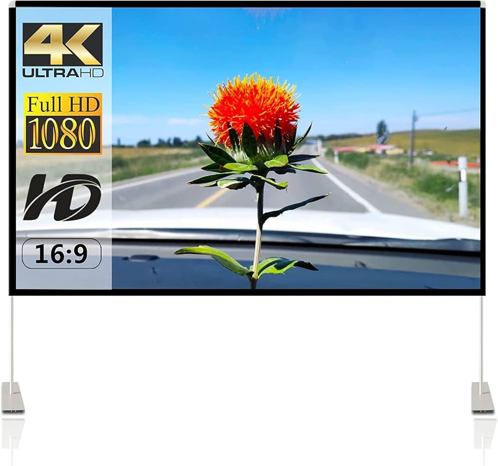 Projector Screen with Stand 120 inch Portable Projection Screen 16:9 4K HD Rear Front Projections... | Amazon (US)