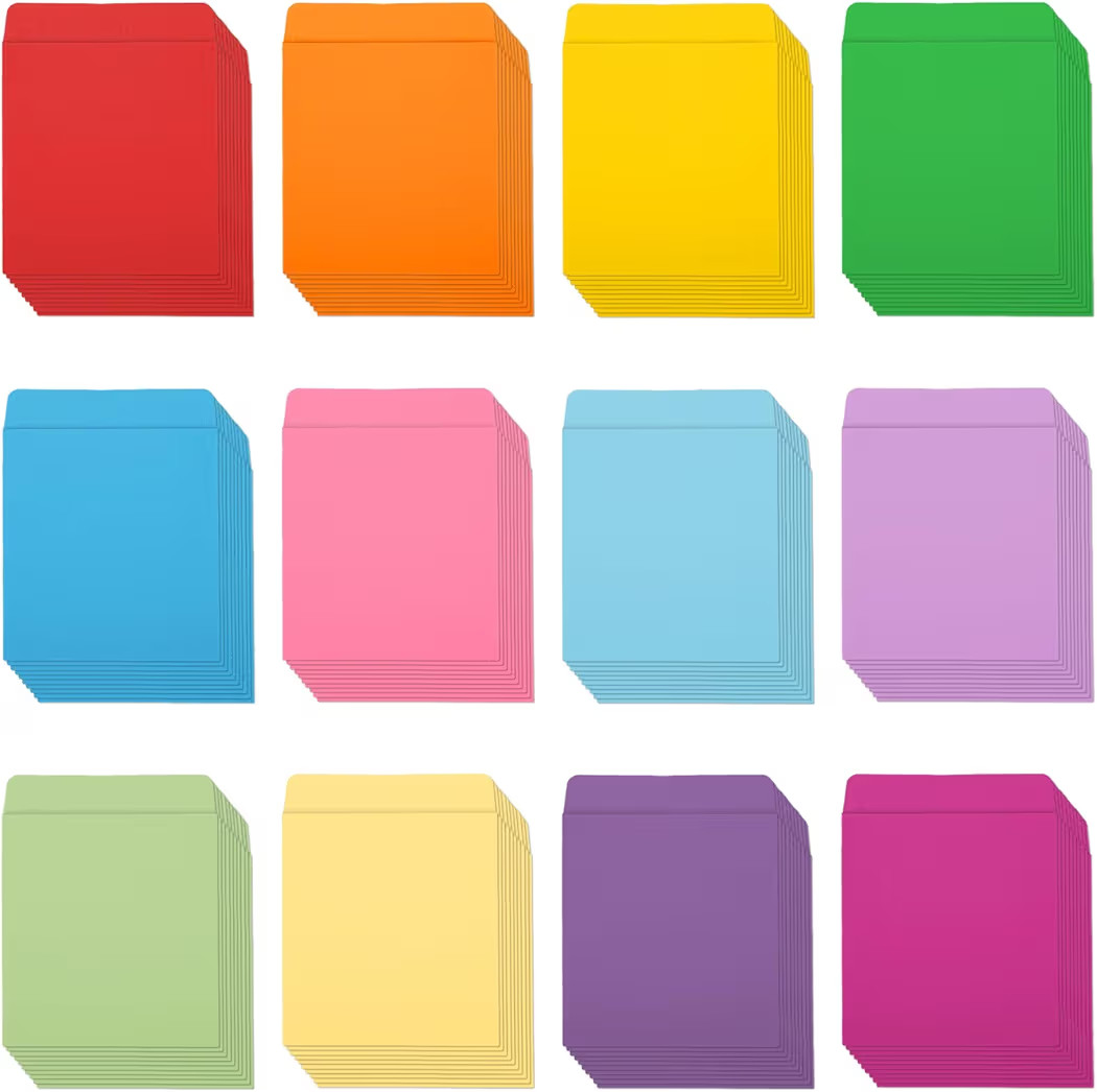 120 Pieces Library Card Pockets 12 Colors Library Card Envelopes with 120PCS Removable Adhesive Dots for School Office Public Library Books | Amazon (US)