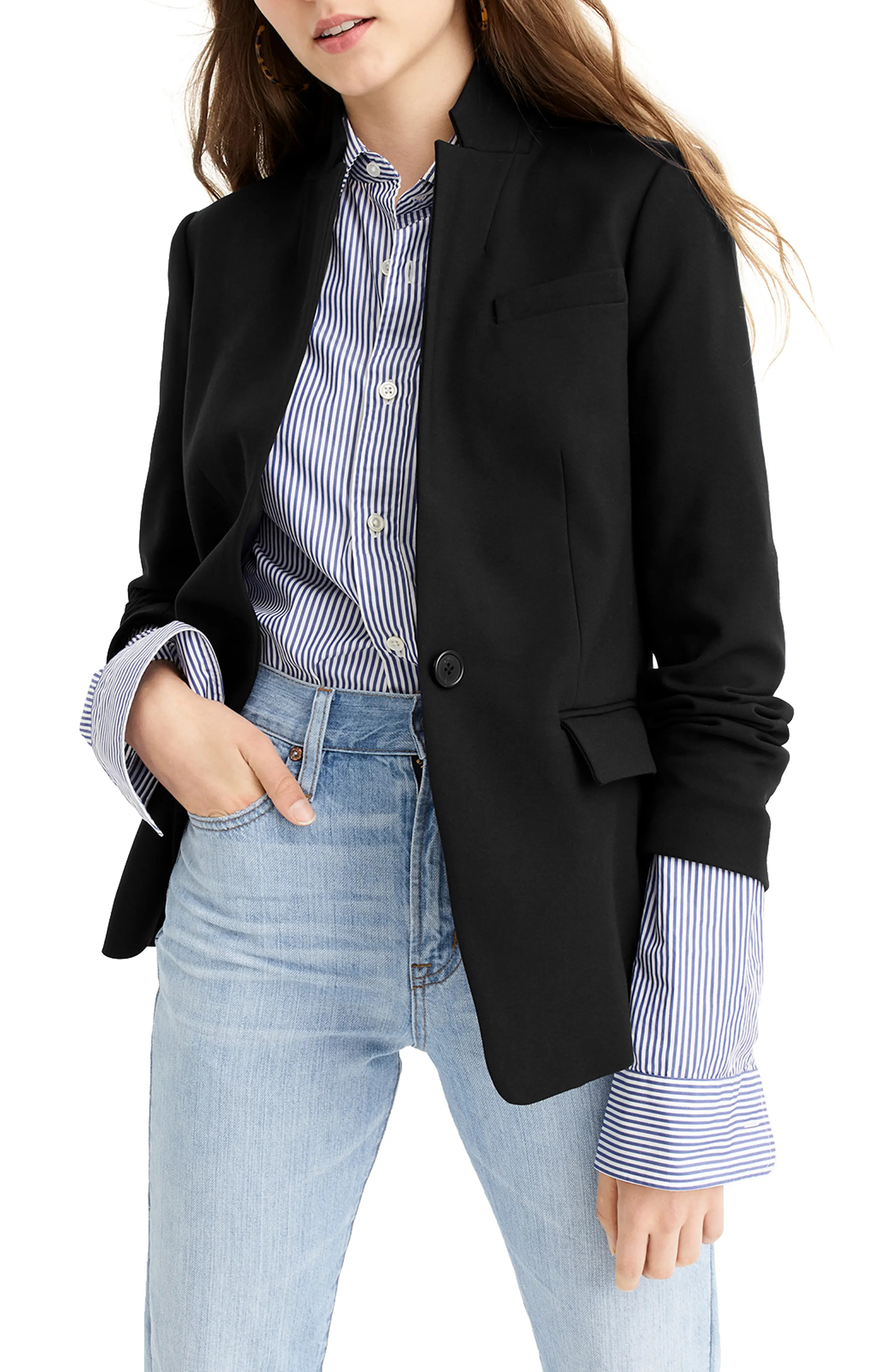 Women's J.crew Regent 4-Season Stretch Blazer, Size 4 - Black | Nordstrom