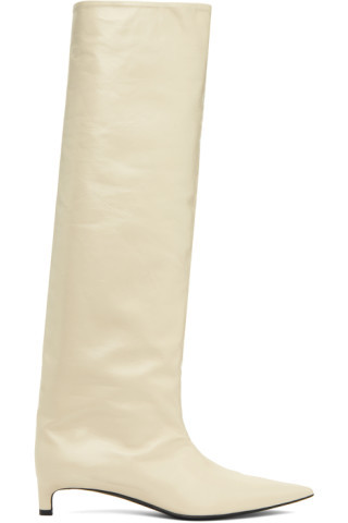 Beige Calfskin Boots | SSENSE