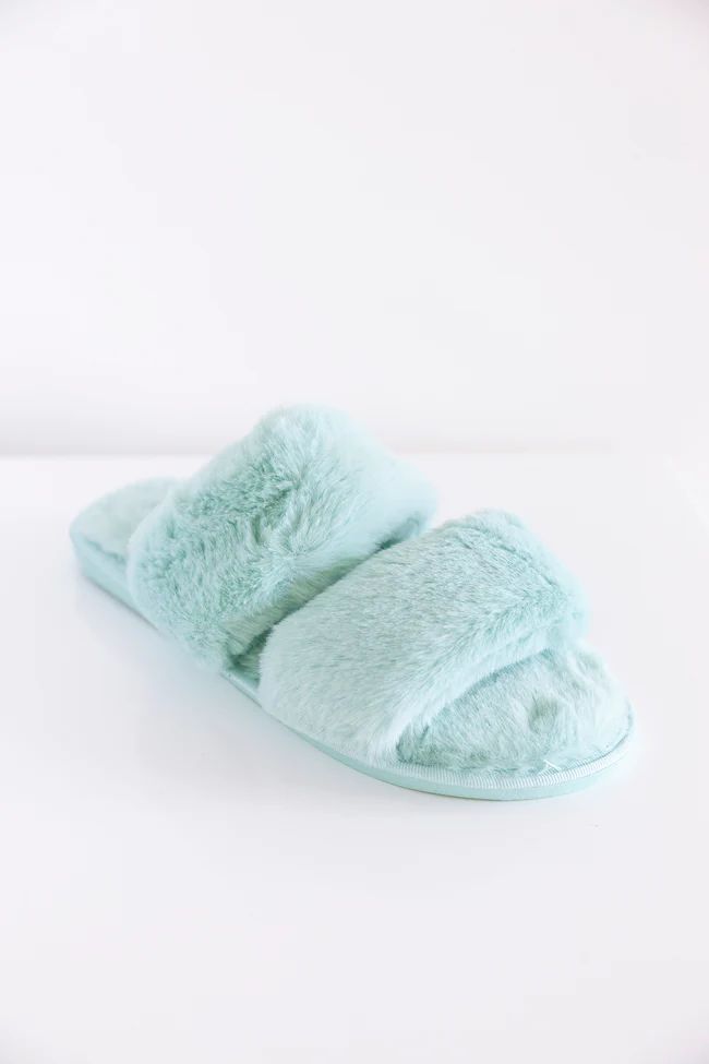 Goodnight Dreams Fuzzy Slippers Mint DOORBUSTER | The Pink Lily Boutique