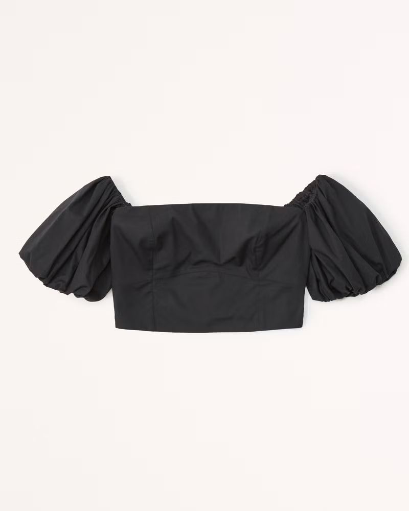 Abercrombie & Fitch Women's Off-The-Shoulder Poplin Set Top in Black - Size L | Abercrombie & Fitch (US)