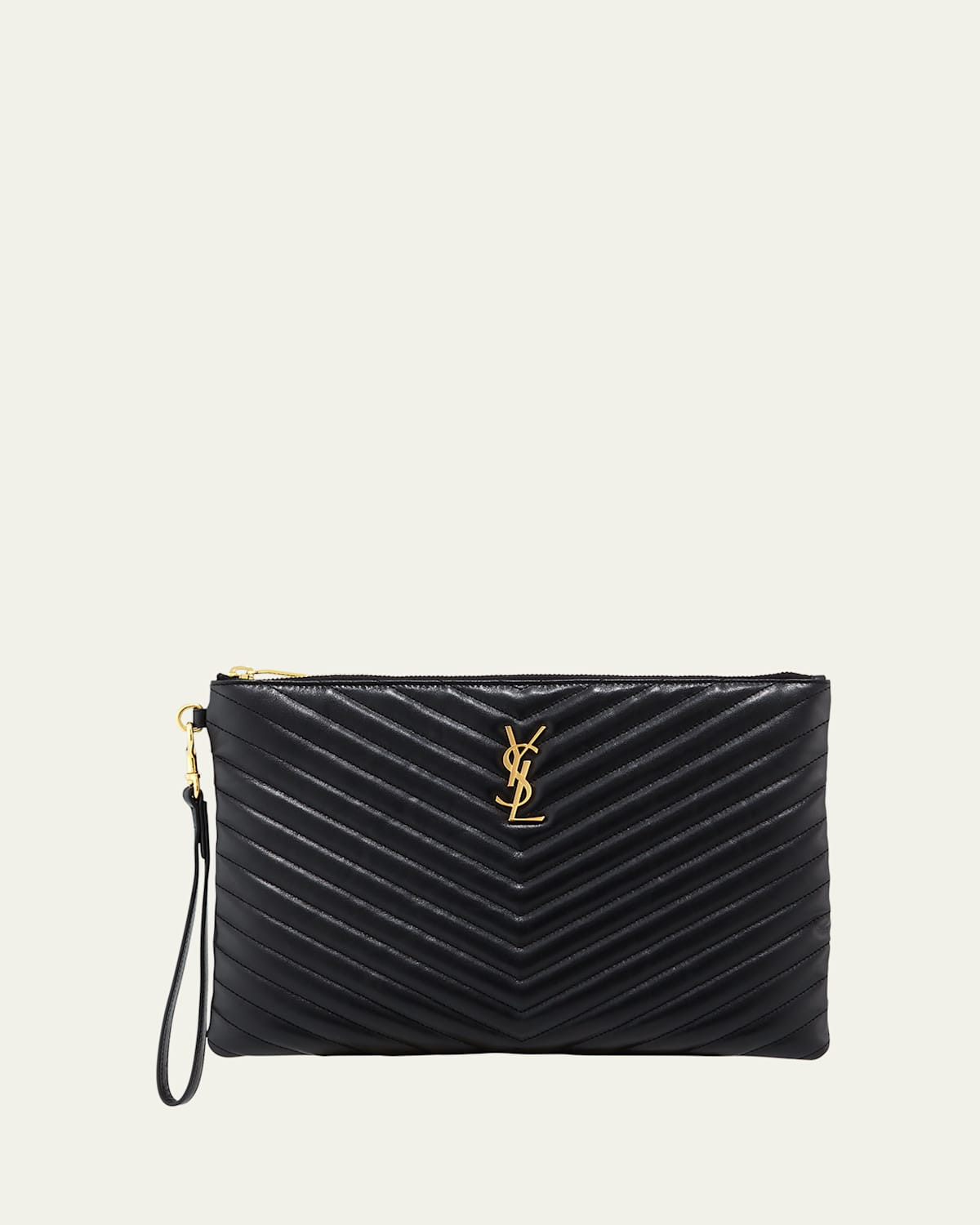YSL Monogram Medium Pouch in Smooth Leather | Bergdorf Goodman