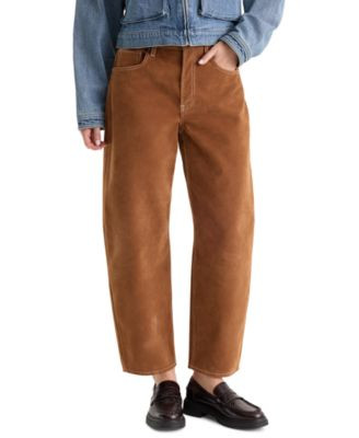 Good American Women's Mid-Rise Barrel-Leg Ankle Pants - Cafe Clay | Macy's
