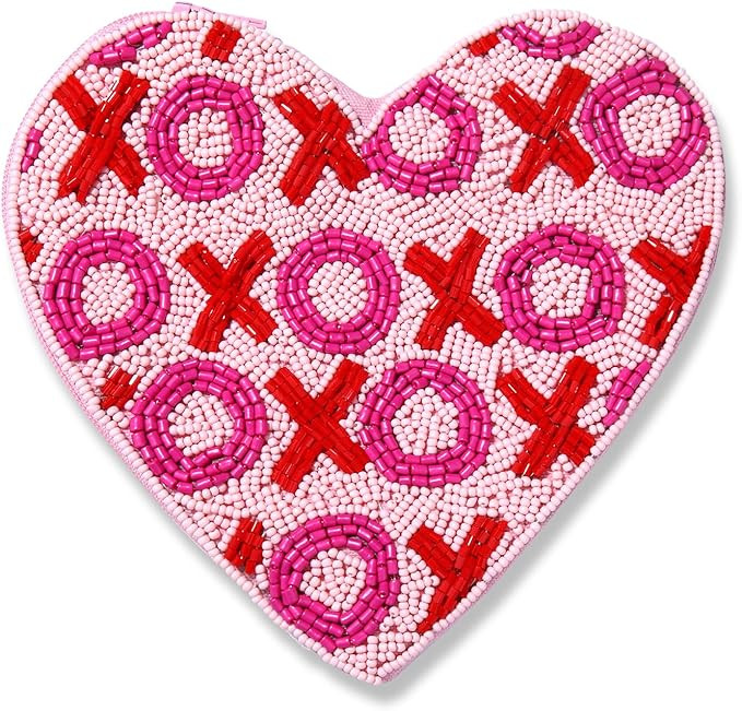 Valentine's Day Coin Purse Beaded Coin Purses for Women XOXO Love Heart Coin Purse Valentine's Da... | Amazon (US)