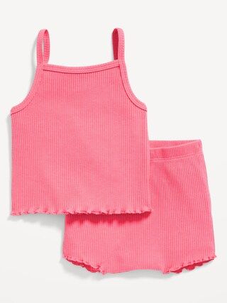 Rib-Knit Lettuce-Edge Cami & Shorts Set for Baby | Old Navy (US)