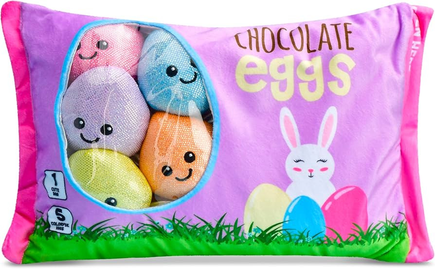 iscream Play with Your Food! Shiny Foil Easter Eggs Fleece Play Pillow Set with Embroidered Accen... | Amazon (US)