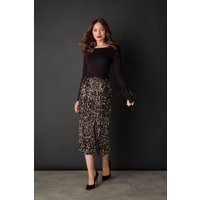 Izabel London Women's Sequin Embellished High Waist Midi Skirt in Black | Size: 16 | Debenhams UK