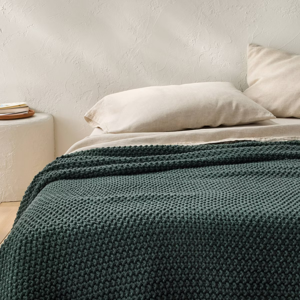 King Chunky Knit Bed Blanket Natural - Casaluna™: Acrylic Sweater Knit, Machine Washable, All A... | Target