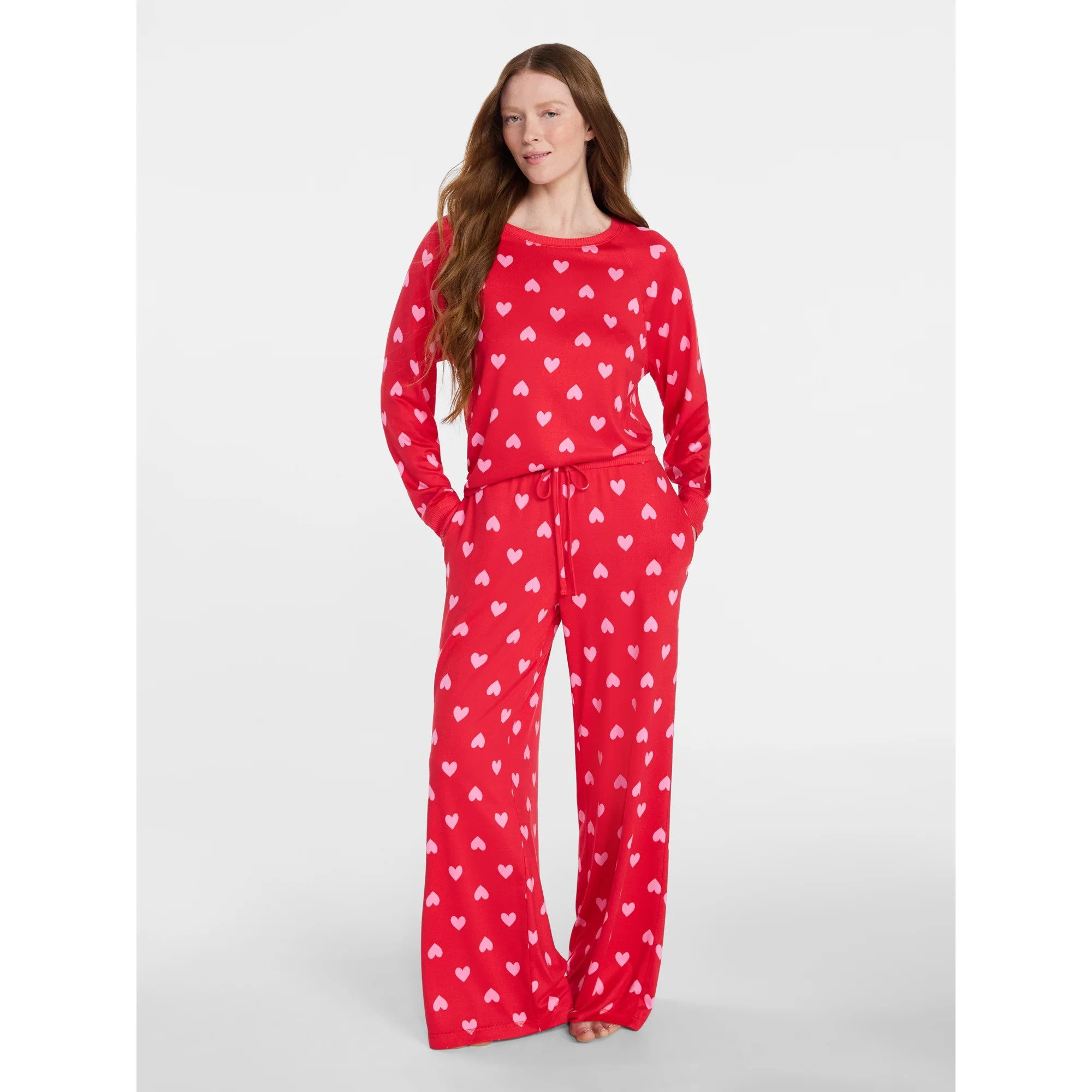 Joyspun Women's Cozy Lounge Collection Hacci Knit Long Sleeve Sleep Top, Sizes XS-3X | Walmart (US)