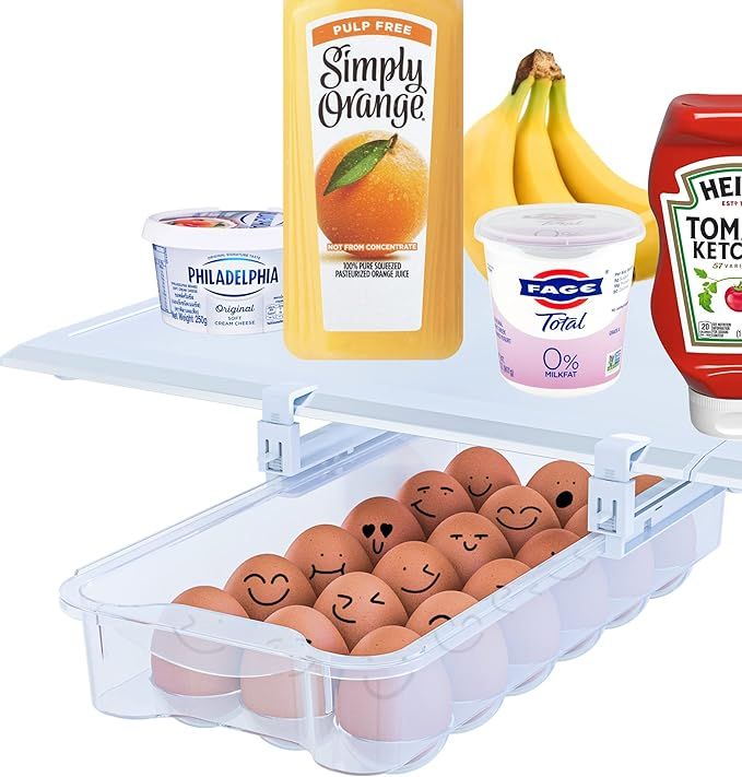 Skywin Refrigerator Egg Drawer - Snap-on Egg Holder for Refrigerator Organizes and Protects Eggs ... | Amazon (US)