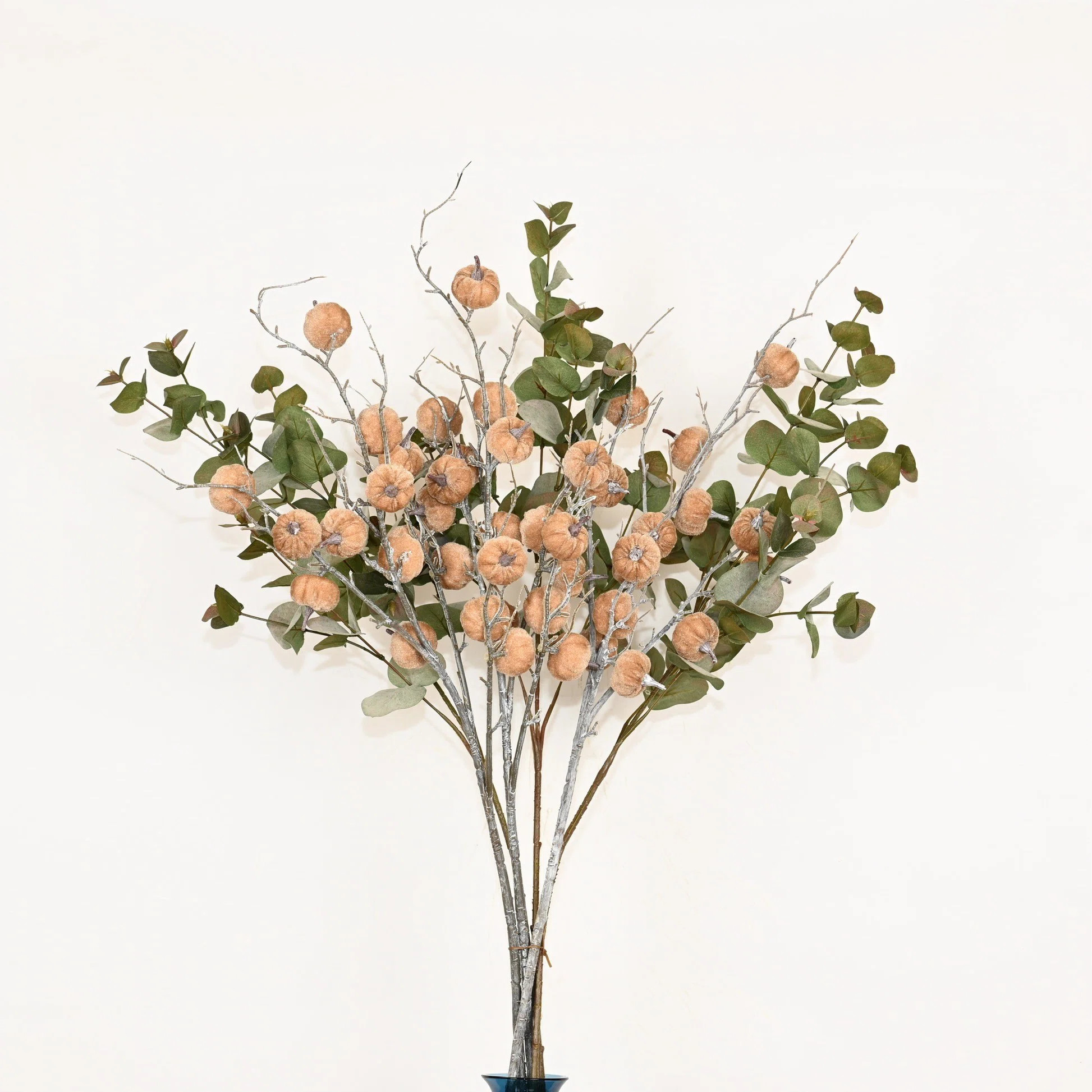 Artificial Farmhouse Pumpkin Fall Thanksgiving Floral Arrangement For Vase Filler, Greenery Eucalyptus Faux Flower Branch Twig With Long Stem For Home | Wayfair North America
