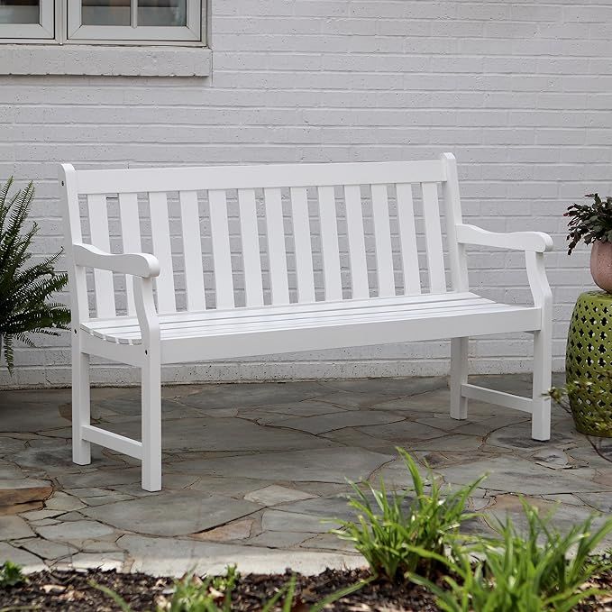Décor Therapy FR8587 Outdoor Bench, White | Amazon (US)