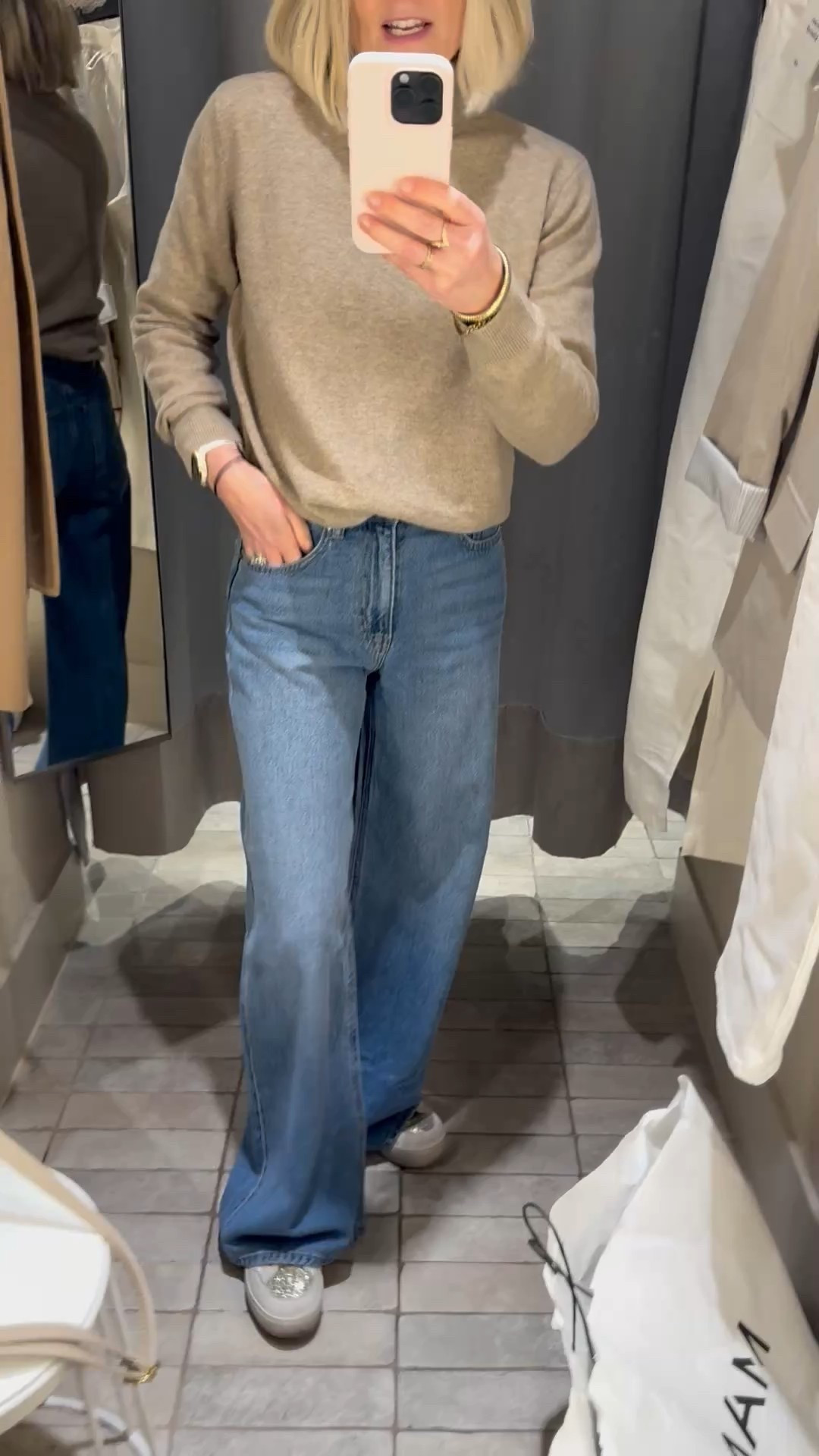 Lovely soft wide leg denim at H&M  - it’s a lyocell/recycled cotton blend which gives it the lovely drape and feel. If you find a wide leg jeans too rigid then these may be for you as they are much less stiff  

#LTKspring #LTKstyletip #LTKuk