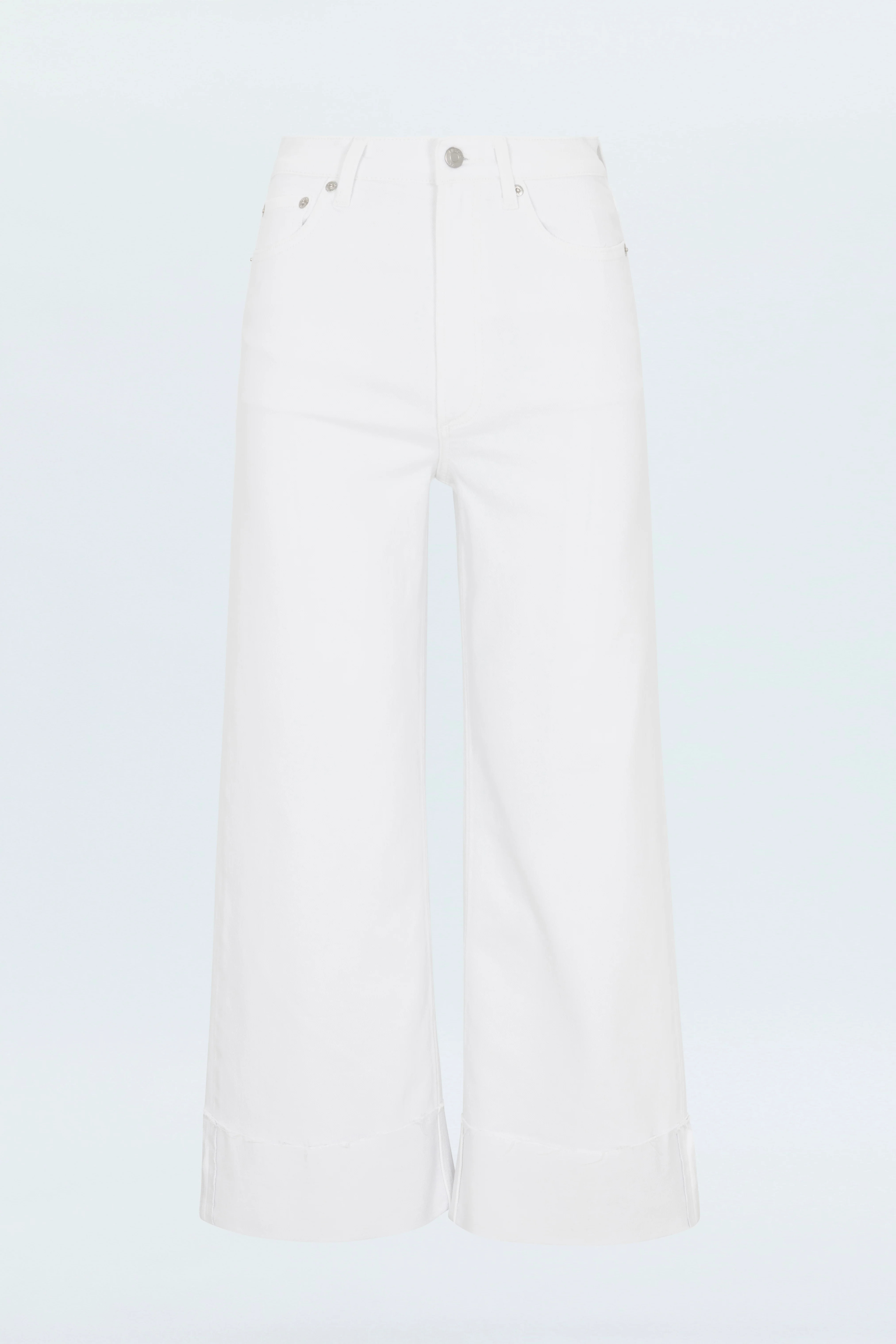 Lana Crop Cuff High Rise Ultra Wide Leg- Vivid White | Pistola Denim