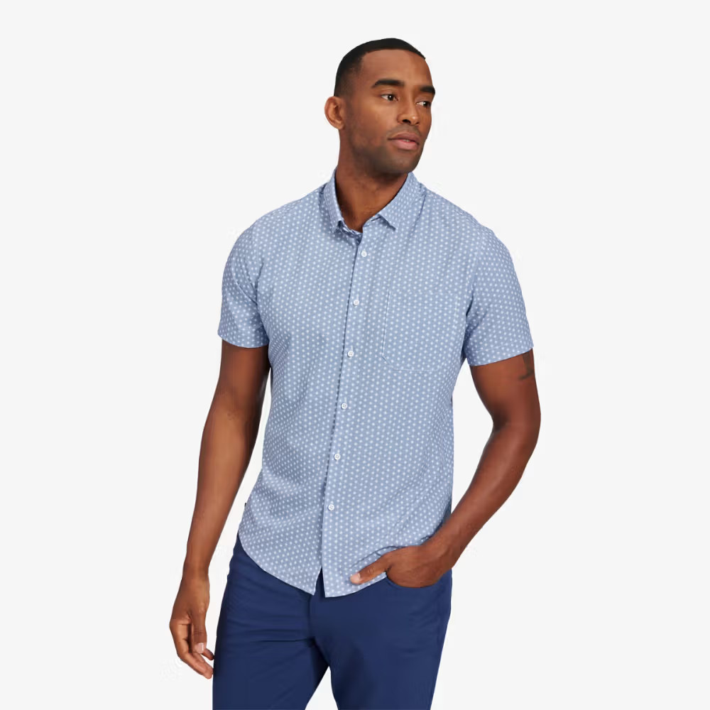 Navy Geo Dot Print Dress Shirt - Mizzen+Main | Mizzen + Main