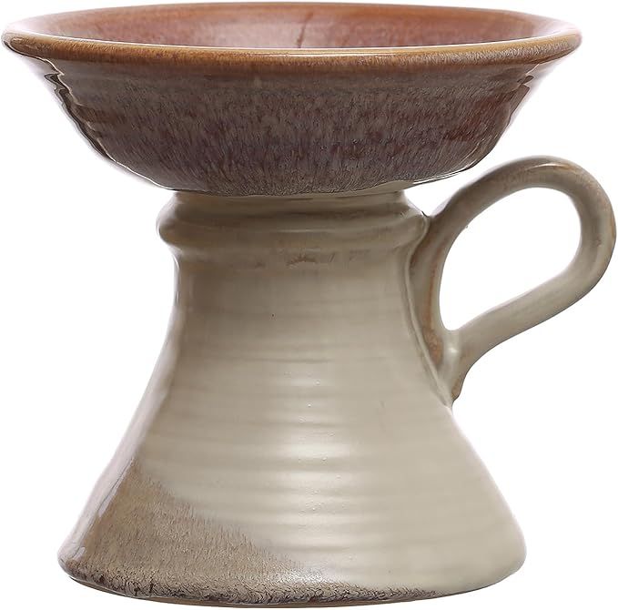 Creative Co-Op 5.25 Inches Stoneware Handle and Reactive Glaze for 5 Inches Pillar, Brown Candle ... | Amazon (US)