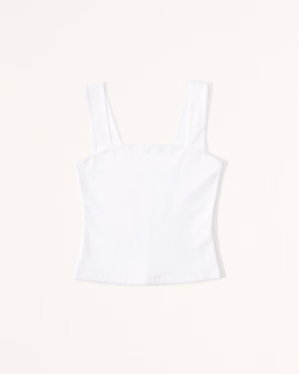 Cotton Seamless Fabric Squareneck Tank | Abercrombie & Fitch (US)